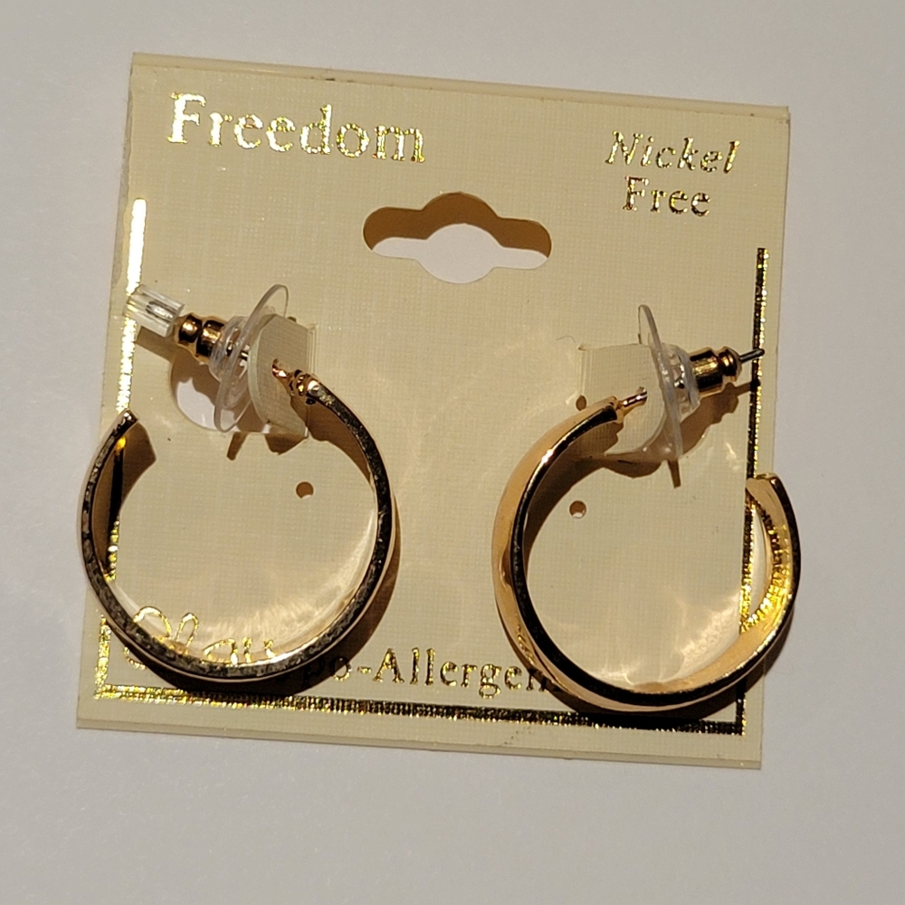 Freedom Nickel Free Gold Tone Hoop Earrings